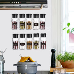 Kitchen Storage Rack Wall Mount Spice Rack Seasoning Bottle Plastic Clip Rack Cabinet Door Hooks Jar Spice Holder Tools