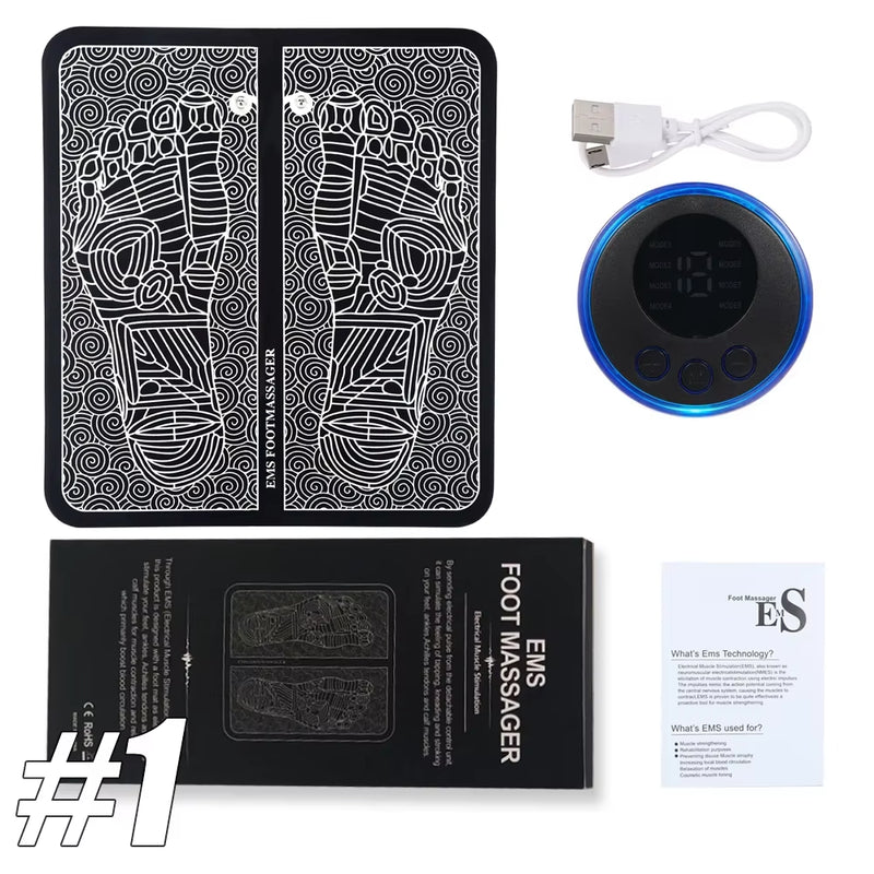 Foot Massager EMS Rechargeable Massage Mat Foot Relaxation Pads Electric Foot Massage Tool to Relieve Sore Feet Home Fitness