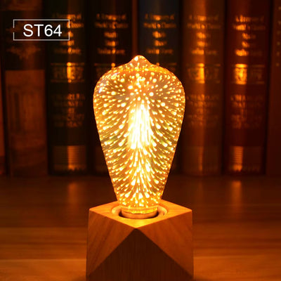 Room 3D Colorful Desk Decor Retro Fireworks Effect LED Bulb E27 Vintage LED Light Bulb Christmas Nightlamp ST64 A60 G80 G95 G125